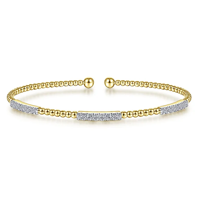 Women’s zodiac bracelets-Gabriel & Co. Yellow Bujukan Bangle with Diamond Stations