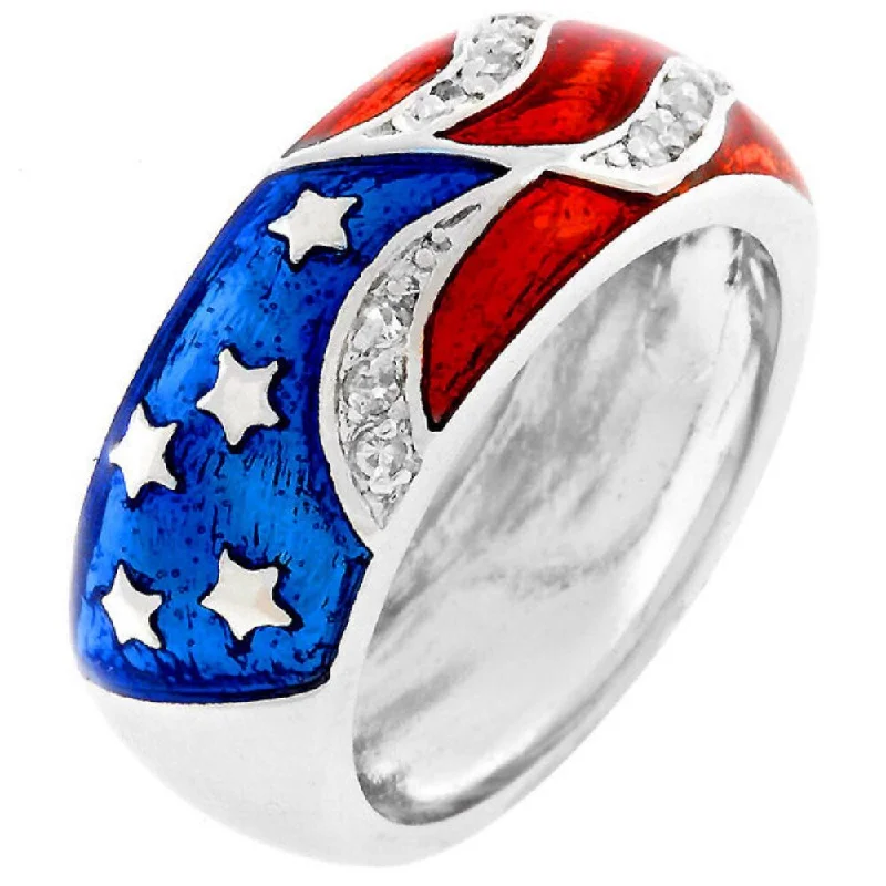 Women’s fancy diamond rings-Stylish Patriot Ring For Bold Statements