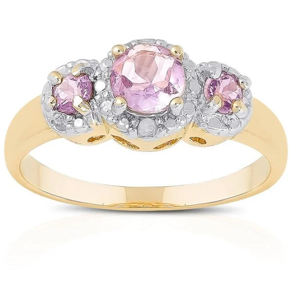 Women’s sapphire engagement rings-Dolce Giavonna Goldplated Sterling Silver Gemstone and Diamond Accent 3-stone Ring