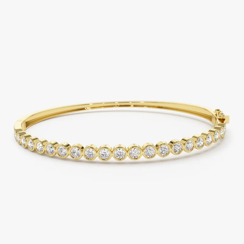 Women’s personalized bangles-14K Bezel Setting Diamond Bangle