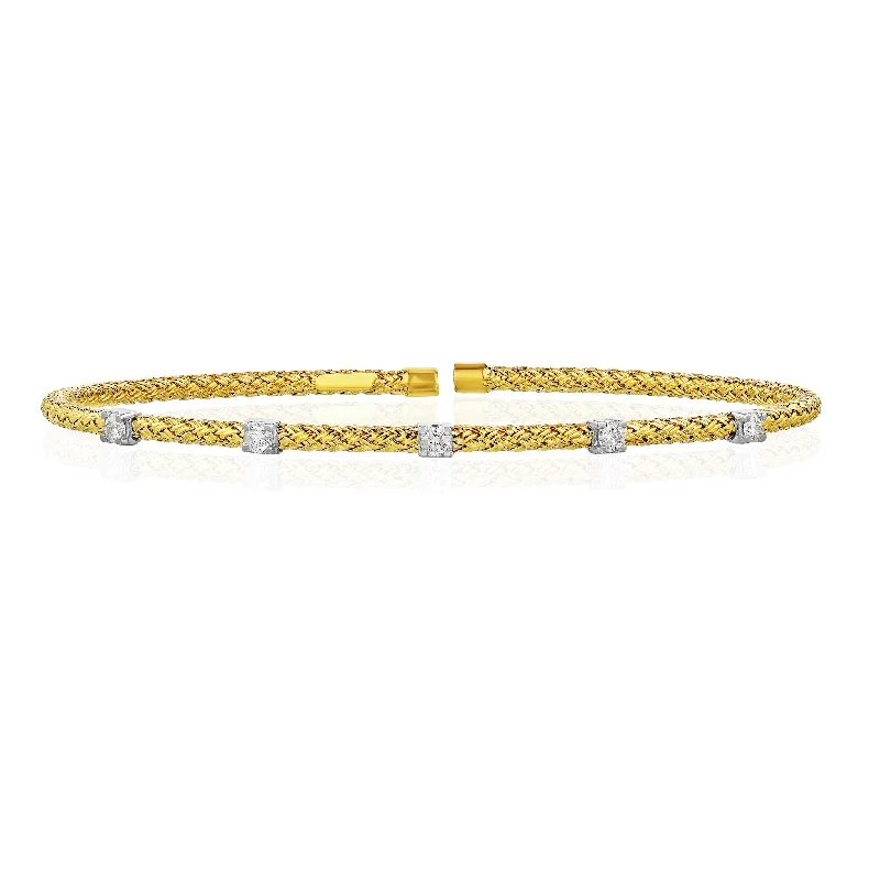 Women’s minimal bangles-Five-Stone Diamond Rope Bangle