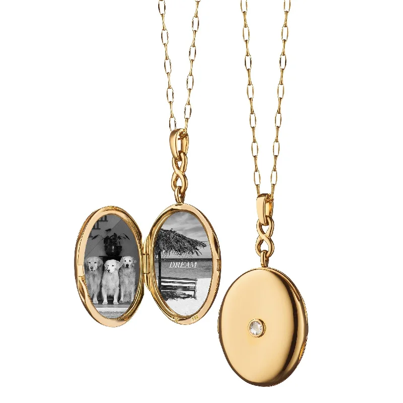 Women’s pearl drop necklaces-Infinity Diamond & Gold Locket Necklace