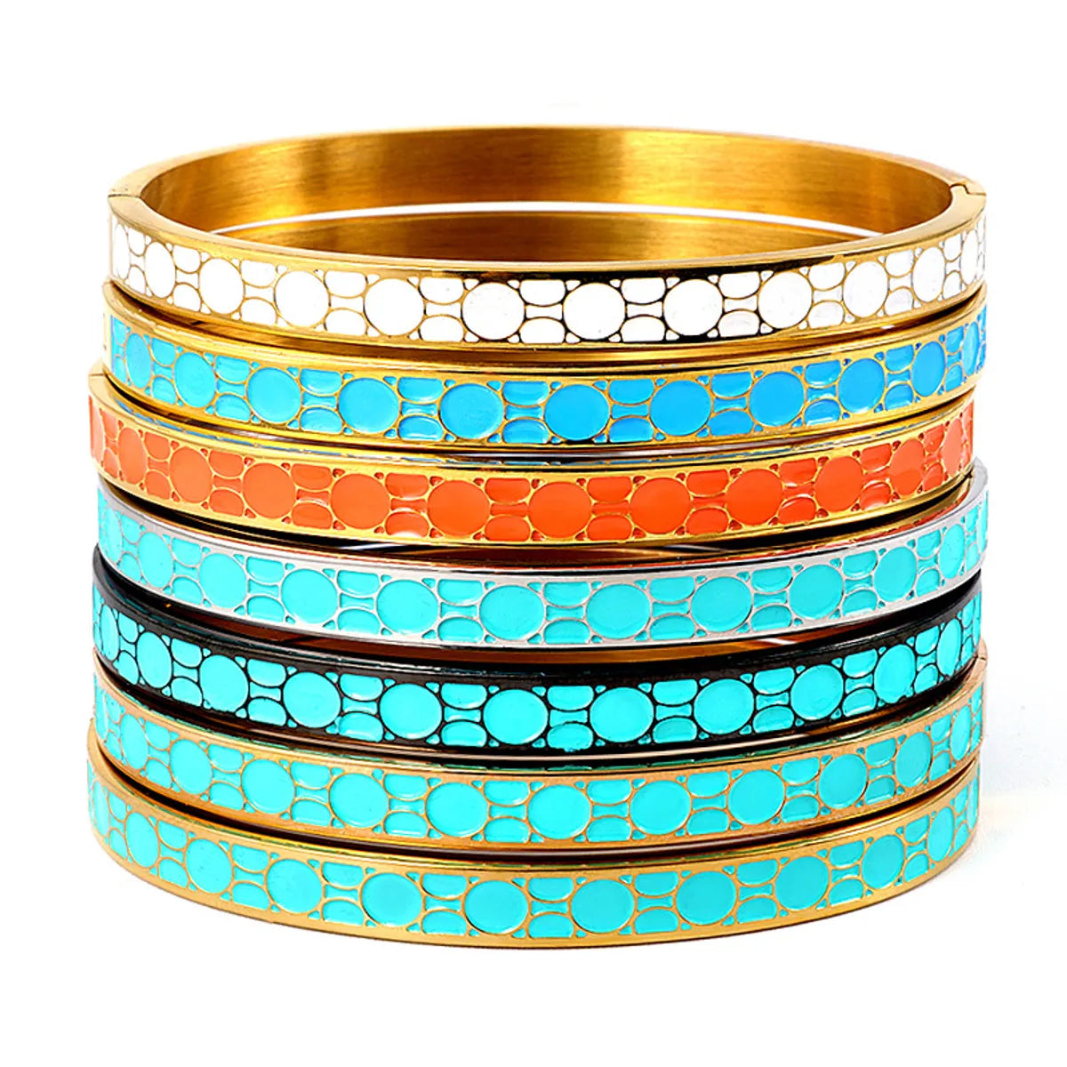 Women’s casual bracelets-Streetwear Round Stainless Steel Bangle In Bulk