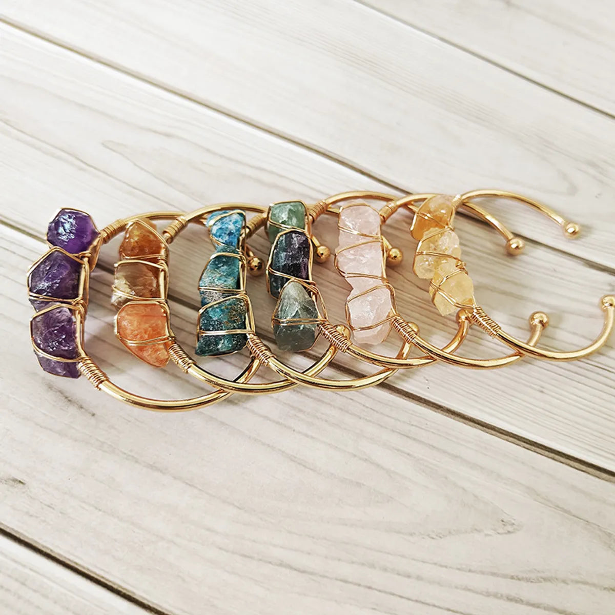 Women’s stackable bracelets-Retro Solid Color Natural Stone Bangle In Bulk