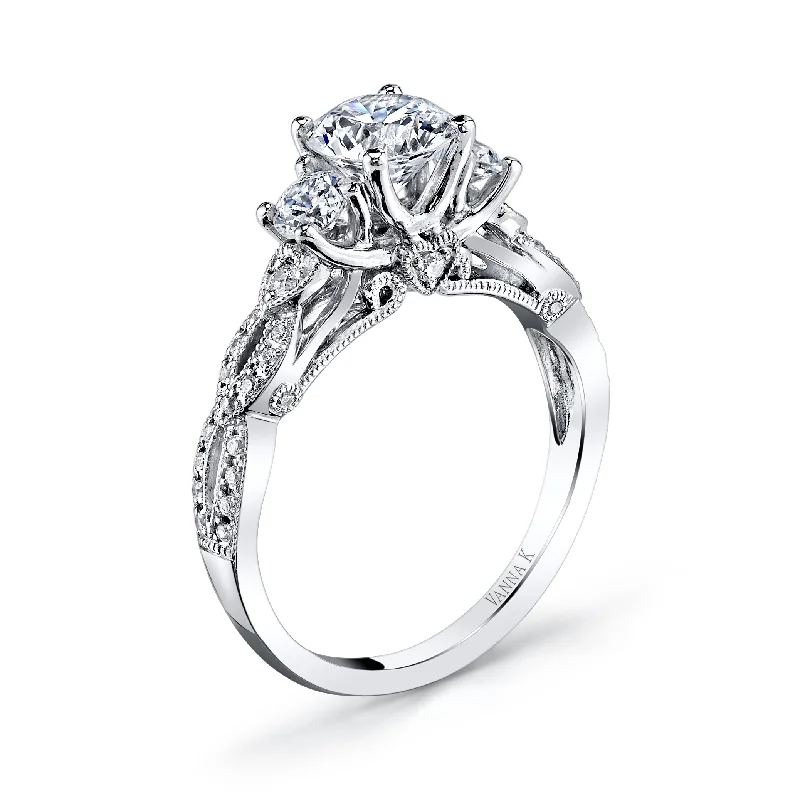 Women’s cushion cut engagement rings-18K White Gold Diamond Engagement Ring