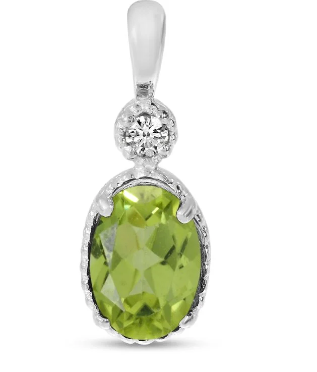 Women’s knot necklaces-Peridot Millgrain Birthstone Pendant