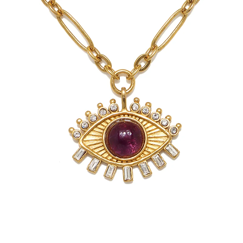 Women’s gold plated diamond necklaces-Dalila Evil Eye Talisman Necklace