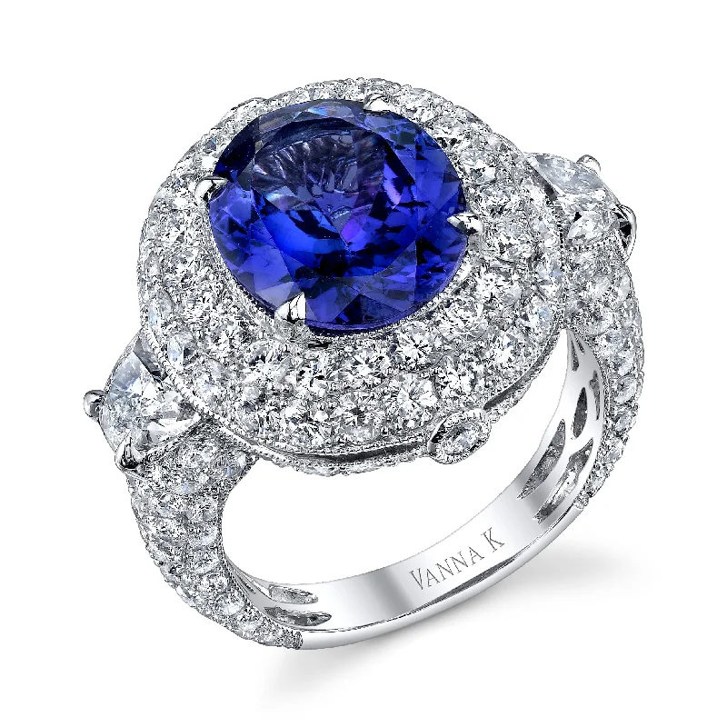 Women’s gemstone engagement rings-18K White Gold Oval Tanzanite Engagement Ring