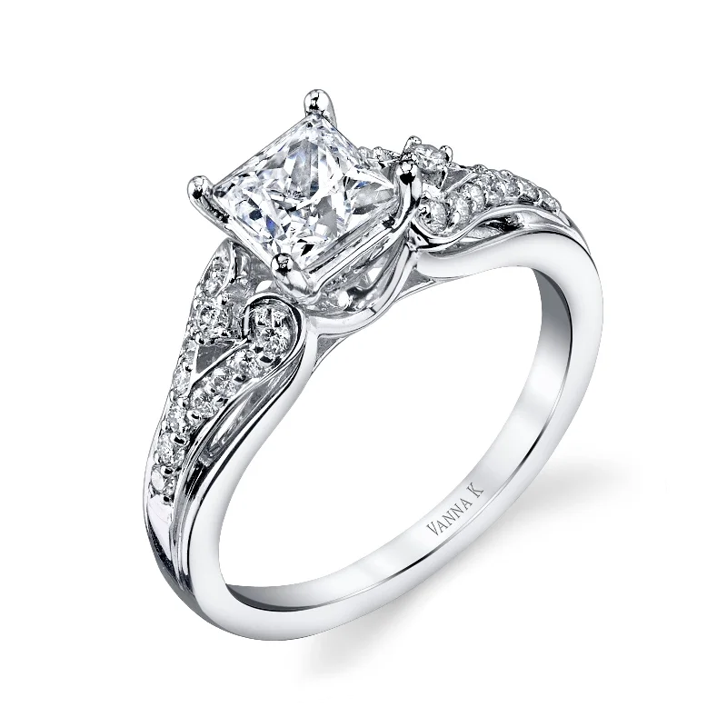 Women’s stackable engagement rings-18K White Gold Diamond Engagement Ring