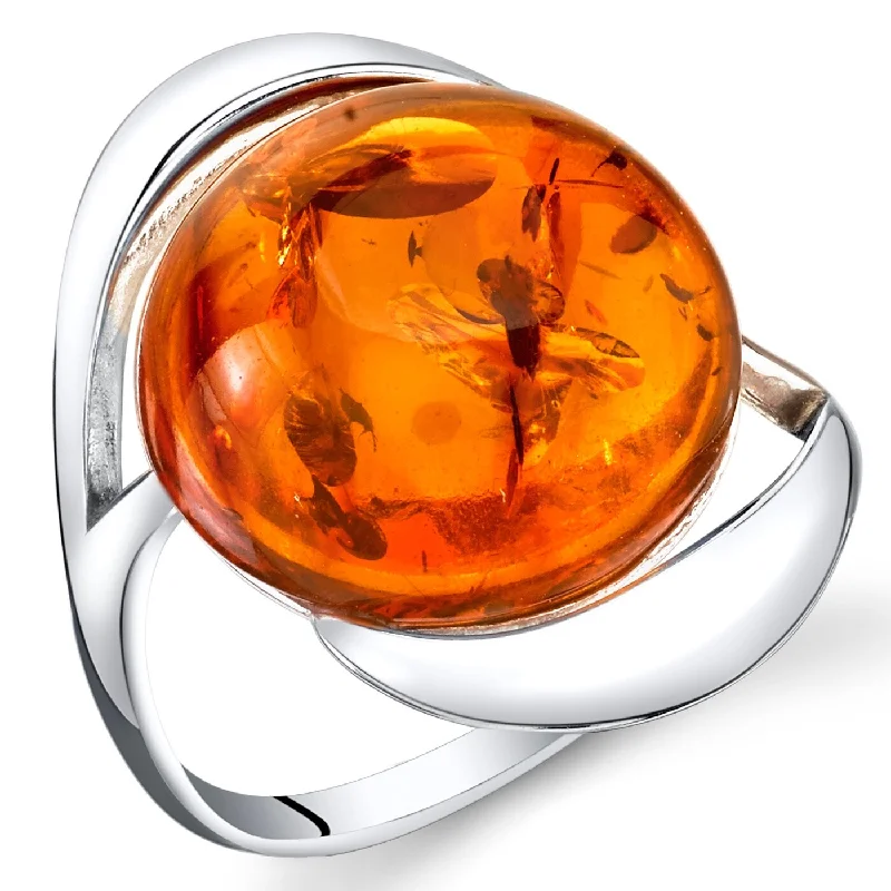 Women’s platinum rings-Amber Swirl Design Ring in Sterling Silver