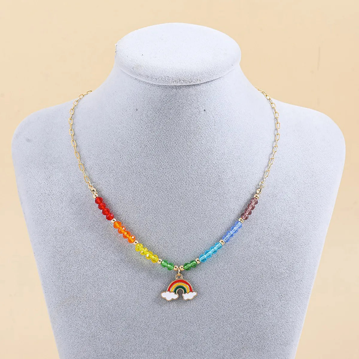 Women’s infinity pendant necklaces-Cute Cool Style Rainbow Arylic Alloy Beaded Women's Necklace