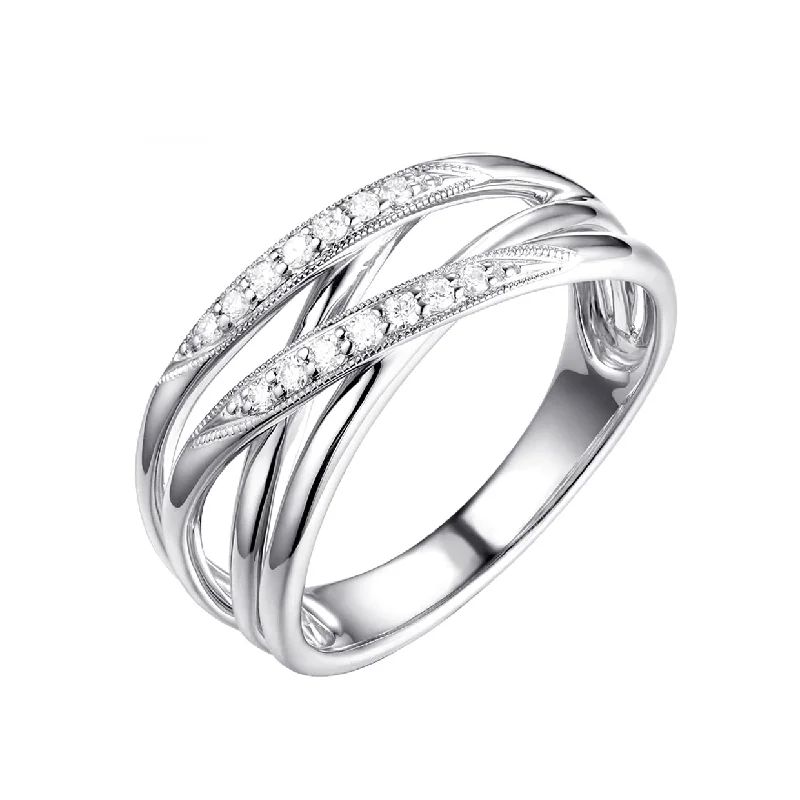 Women’s engagement rings with pearls-14K White Gold Fashion Diamond Ring