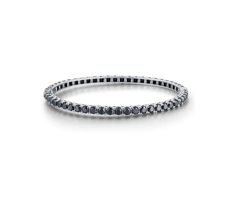 Women’s birthstone bracelets-Classic Black Diamond Bangle