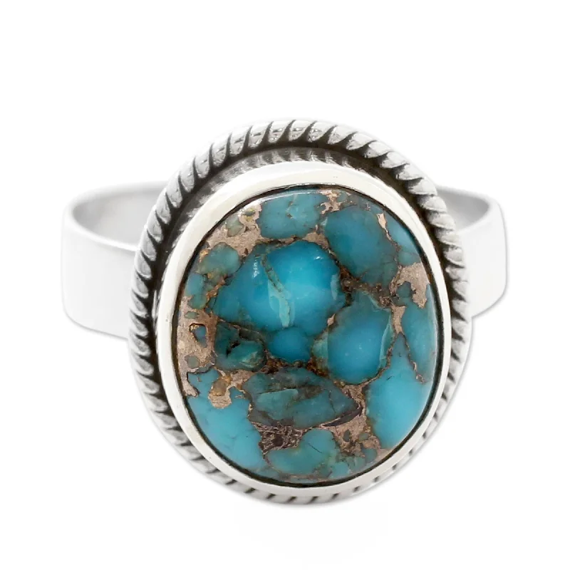 Women’s ruby rings-Novica Handmade Blue Sky In Jaipur Sterling Silver Cocktail Ring