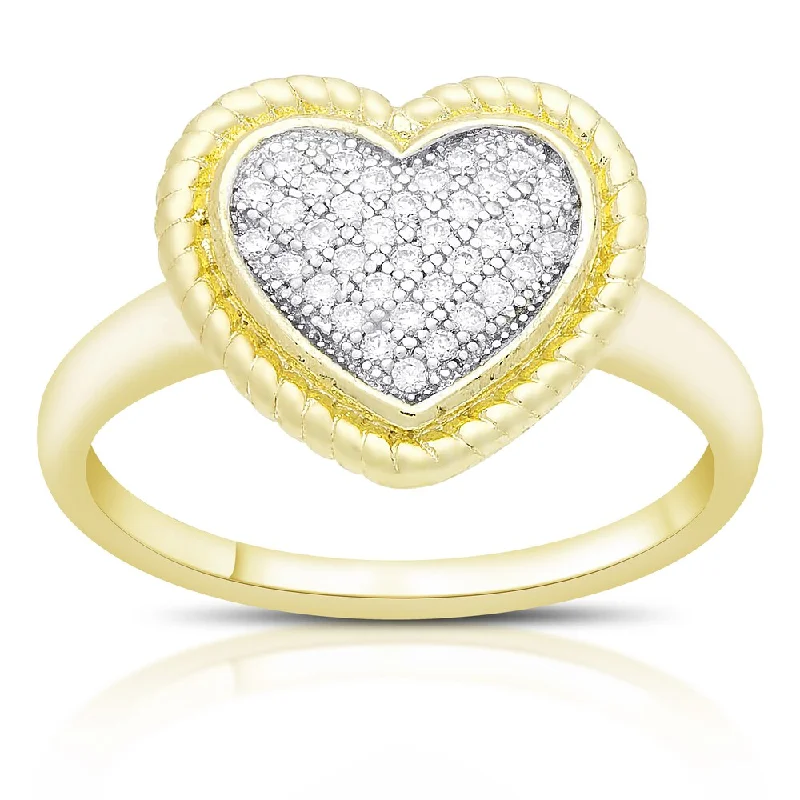 Women’s nature-inspired rings-Samantha Stone Gold Over Sterling Silver Cubic Zirconia Heart Ring