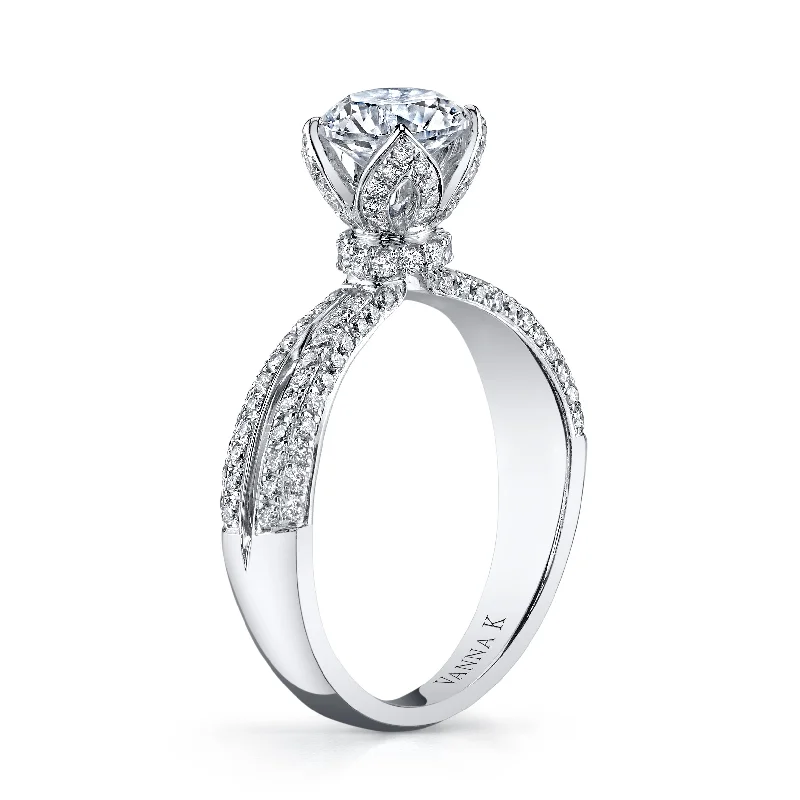 Women’s diamond engagement rings for women-18K White Gold Diamond Engagement Ring