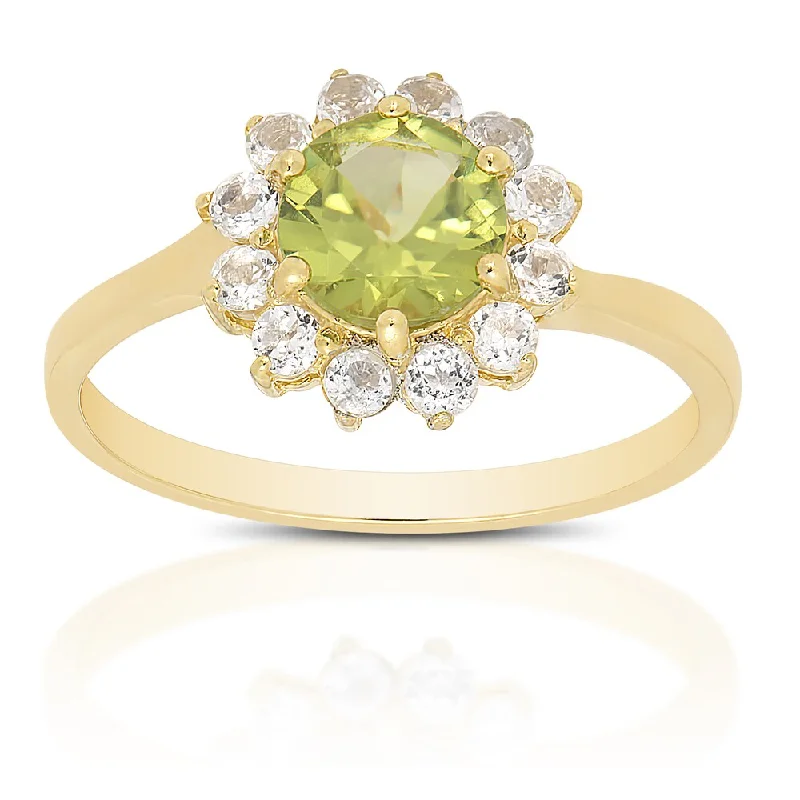 Women’s luxury wedding rings-Dolce Giavonna Gold Over Sterling Silver Peridot and White Topaz Gemstone Ring