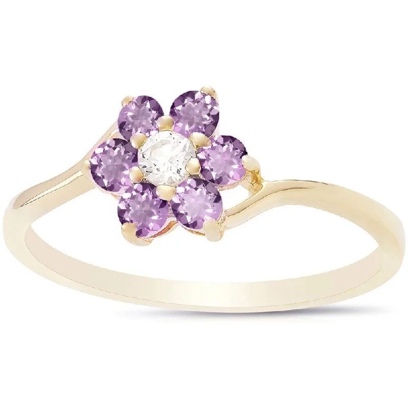 Women’s trendy rings-Dolce Giavonna Sterling Silver Gemstone Flower Ring