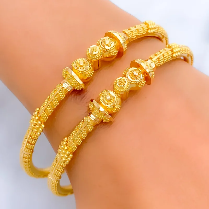 Women’s adjustable bracelets-Palatial Iconic 22k Gold Pipe Bangles