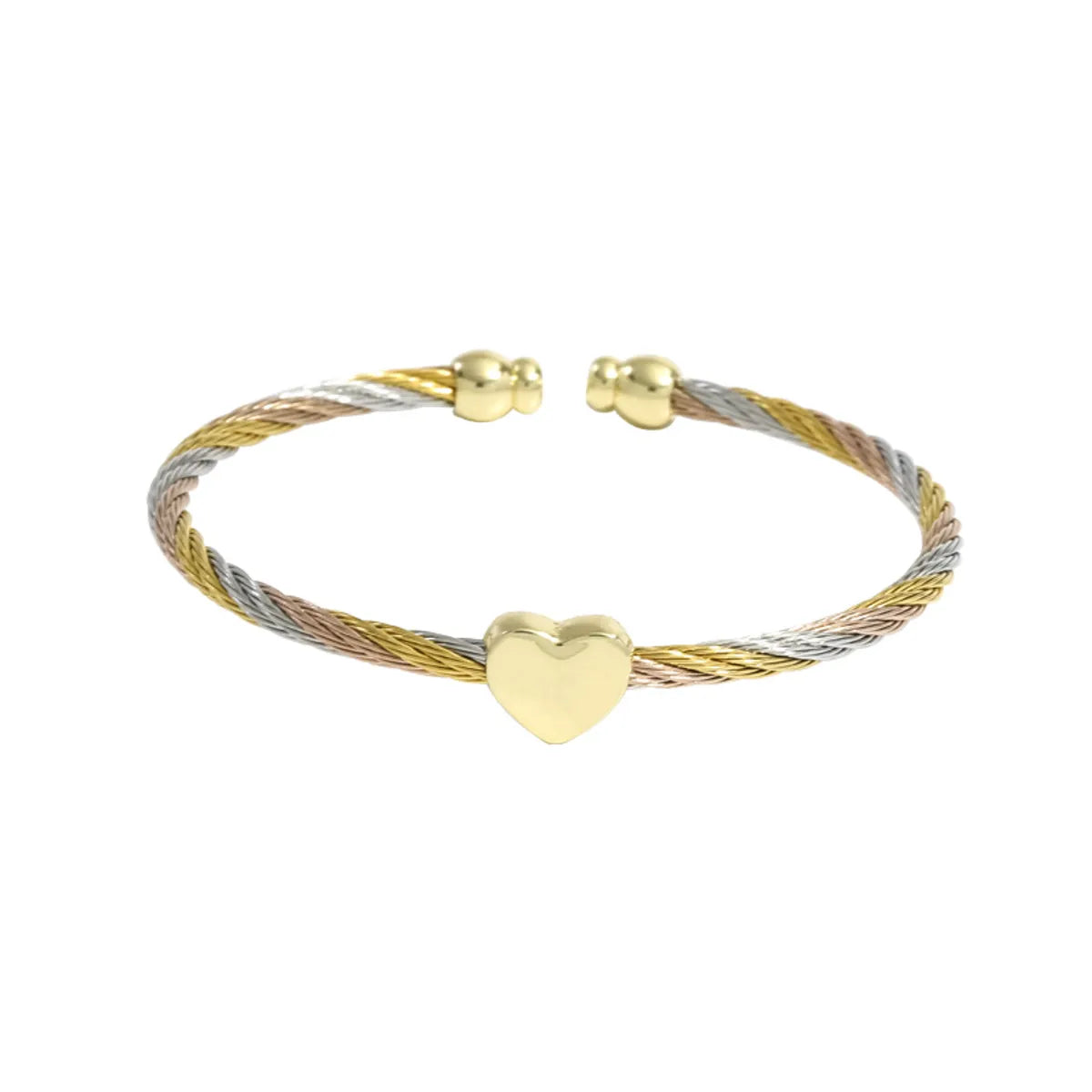 Women’s braided bangles-Casual Simple Style Heart Shape Stainless Steel Copper Bangle