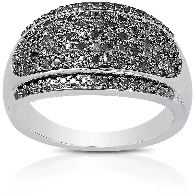 Women’s fashion rings-Finesque Sterling Silver 1/5ct TDW Black Diamond Ring