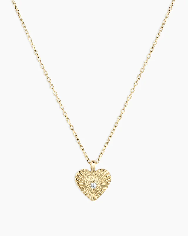 Women’s statement crystal necklaces-Diamond Vintage Heart Necklace