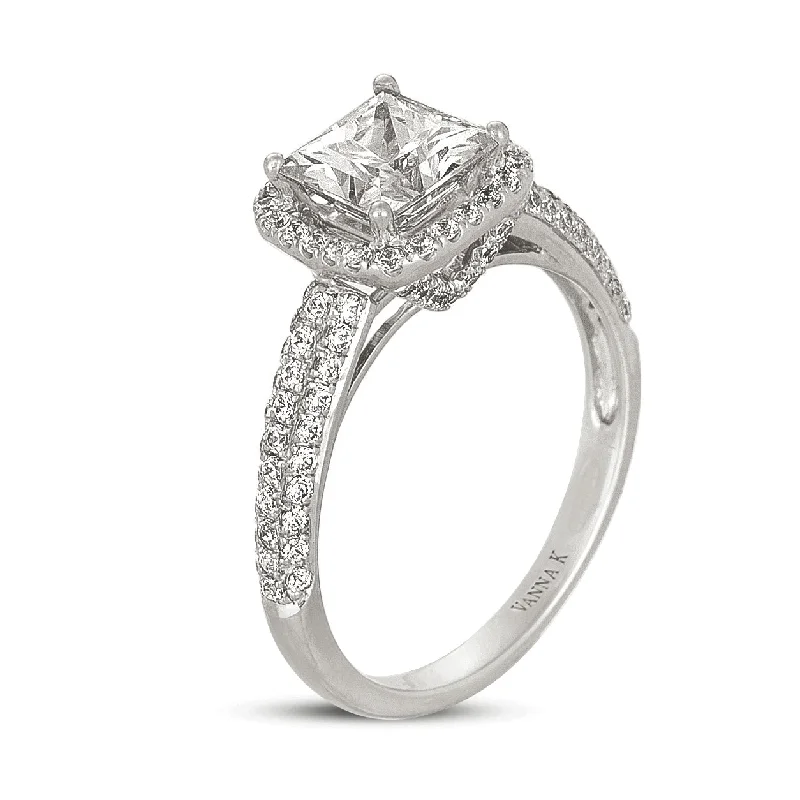 Women’s elegant engagement rings-18K White Gold Halo Diamond Engagement Ring