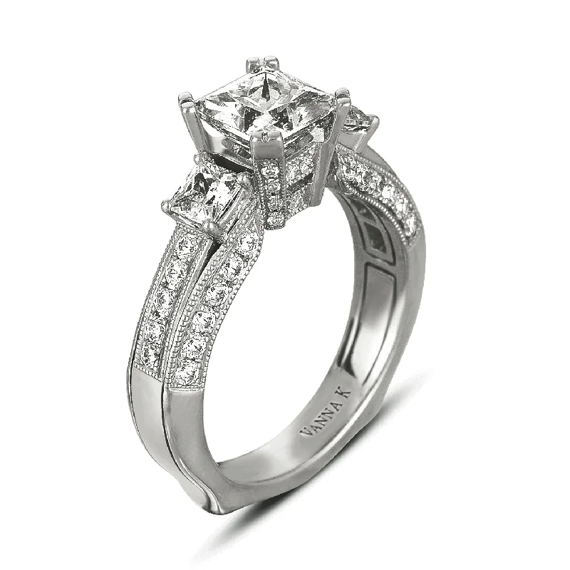 Women’s halo sapphire engagement rings-18K White Gold Halo Diamond Engagement Ring