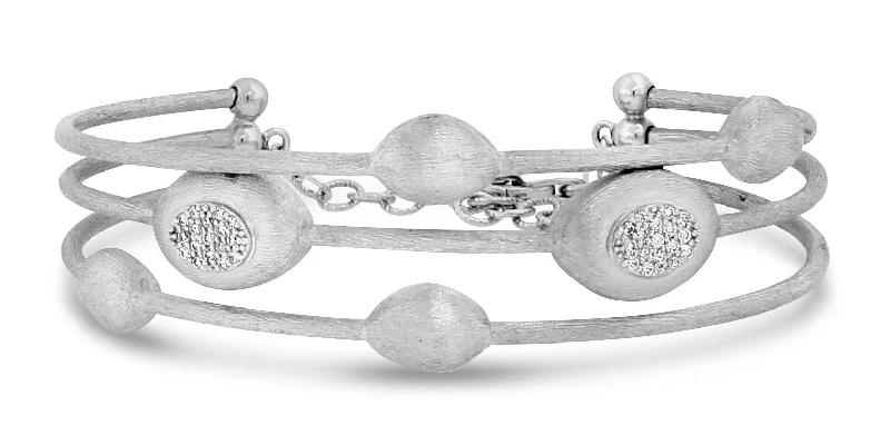 Women’s vintage bangles-Beauvince Pulse Satin Diamond Bangle (0.25 ct Diamonds) in White Gold