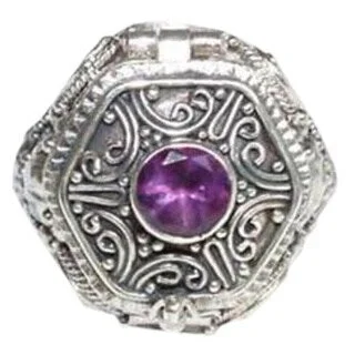 Women’s sapphire engagement rings-'Secret Flame' Amethyst Solitaire Ring (Indonesia)