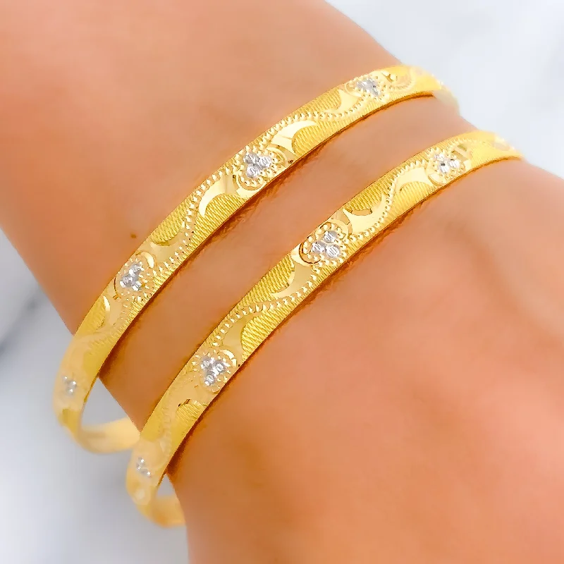 Women’s braided bangles-Textured Floral 22k Gold Bangles - MIEODA - Balance Payment 2