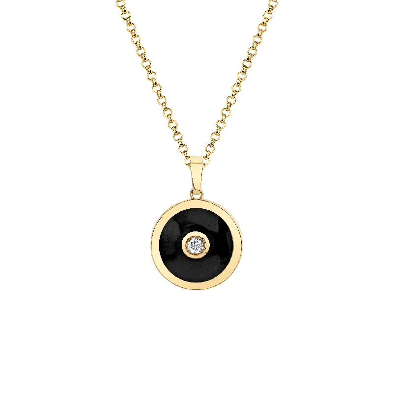 Women’s chain necklaces-0.05ctw Diamond Black Chroma Bullseye Pendant