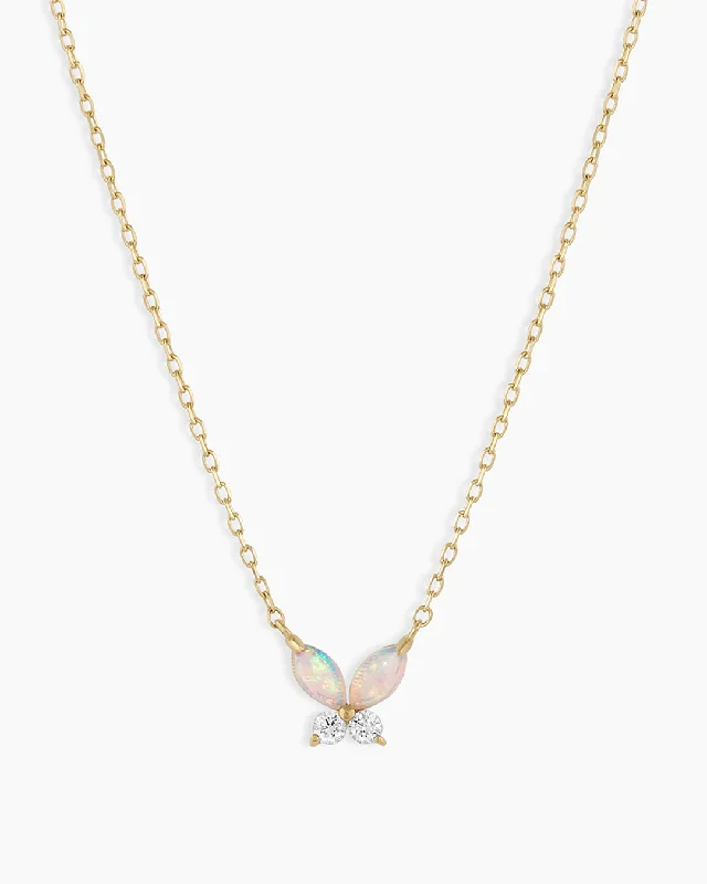 Women’s nature-inspired necklaces-Opal Butterfly Necklace