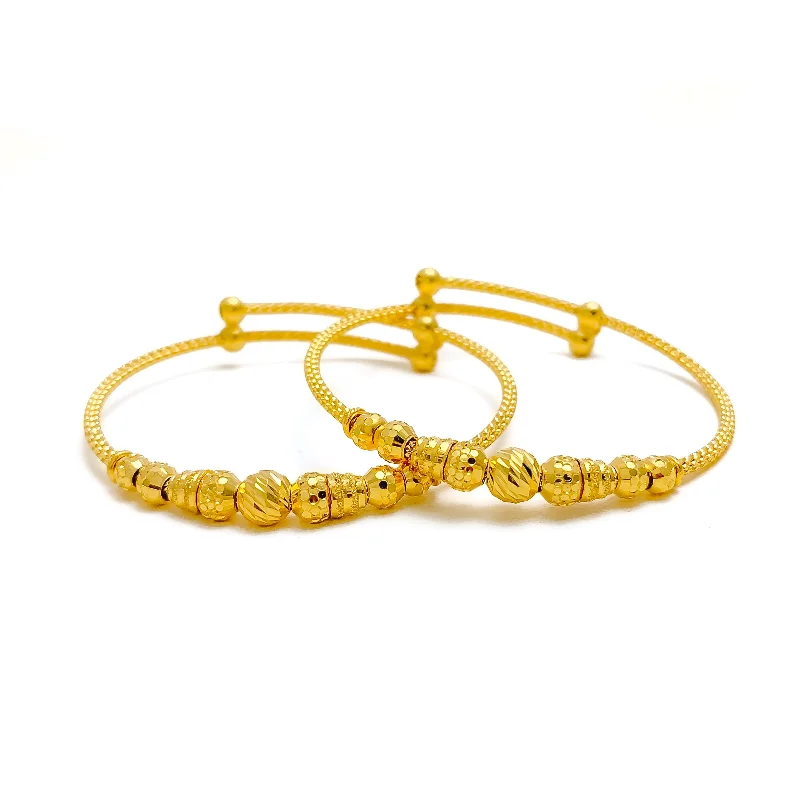 Women’s bangles-Radiant Reflective 22k Gold Adjustable Baby Bangle Pair