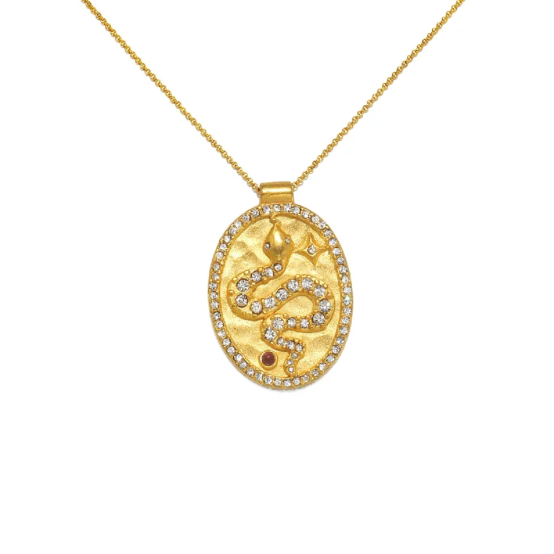 Women’s diamond pendant necklaces-Mystical Serpent Talisman Necklace