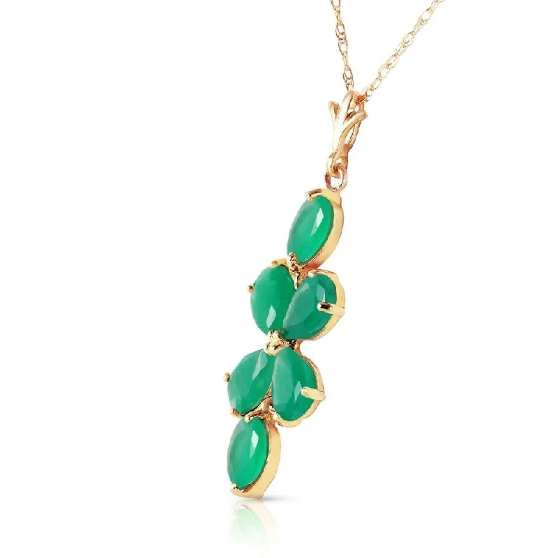 Women’s heart-shaped rings-3.15 Carat 14K Solid Gold Spring Overflow Emerald Necklace