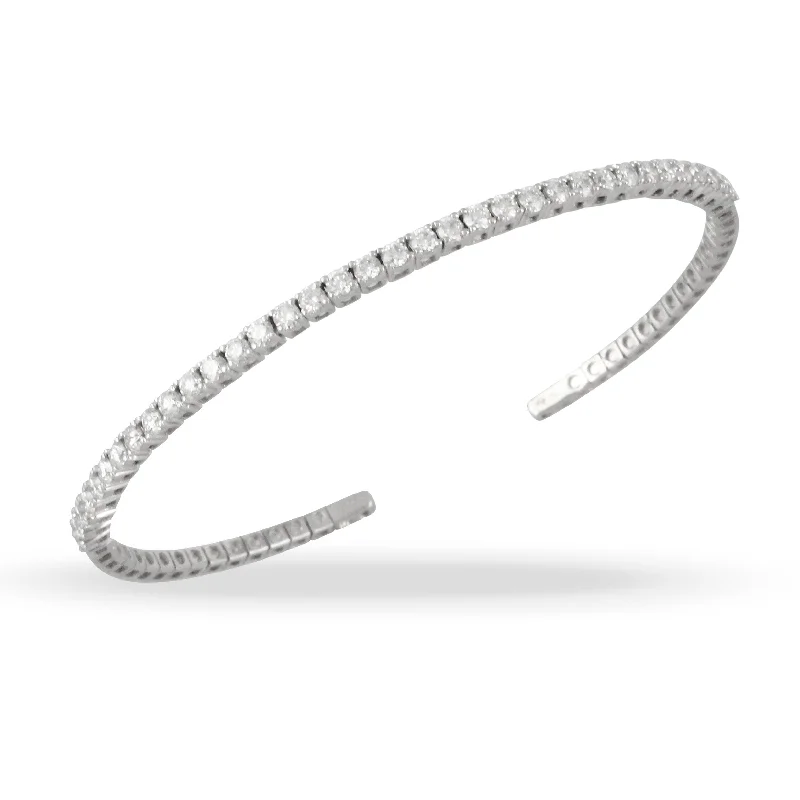 Women’s personalized bangles-Doves Diamond Fashion Collection 18K White Gold Diamond Bangle