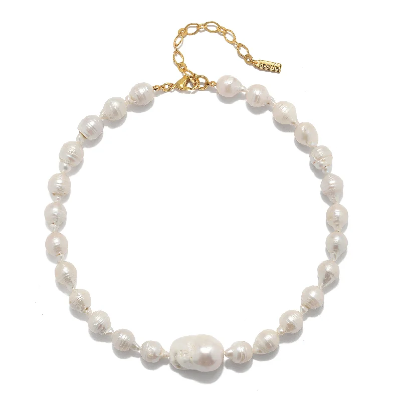 Women’s gold-plated necklaces-Emma Baroque Pearl Necklace