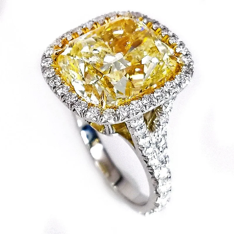 Women’s luxury diamond engagement rings-"ENGR03130" Important Fancy Yellow Diamond Ring