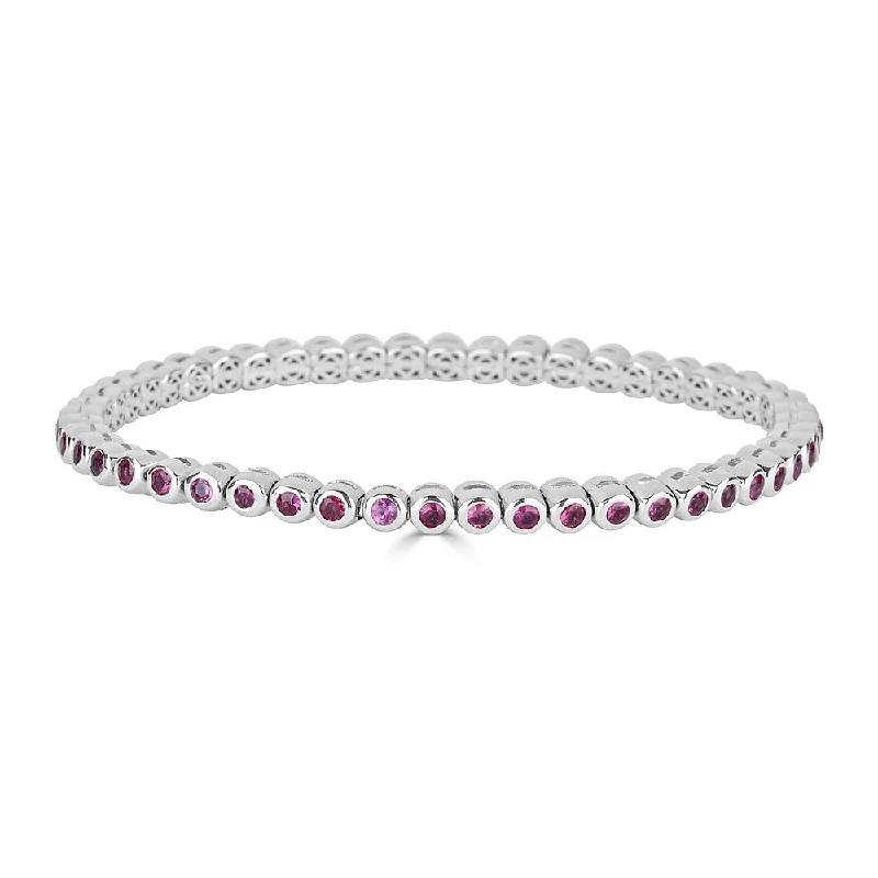 Women’s beaded bracelets-Flexible Pink Sapphire Bangle