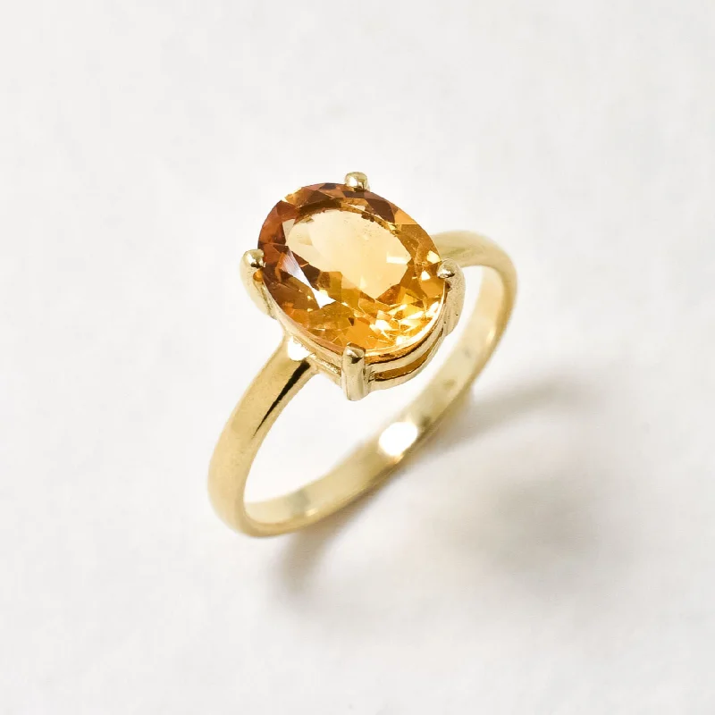 Women’s luxury engagement rings-Genuine Citrine Ring - Dainty Yellow Ring - Gold Engagement Ring