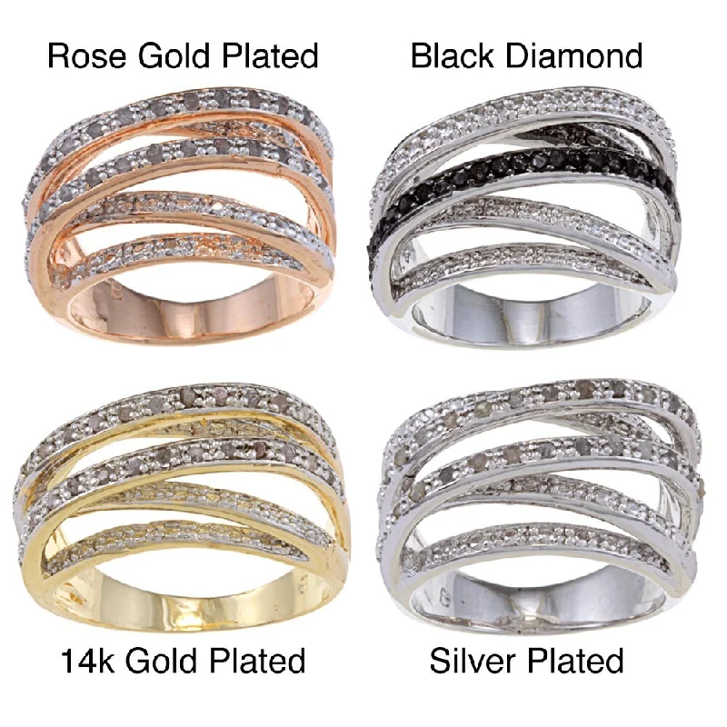 Women’s luxury diamond rings-Finesque 14k Gold Overlay or Silverplated 1/4ct TDW Diamond Multi-band Ring