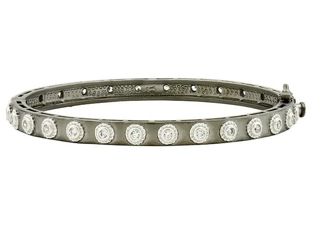 Women’s luxury bracelets-Freida Rothman Studded Eternity Hinge Bangle