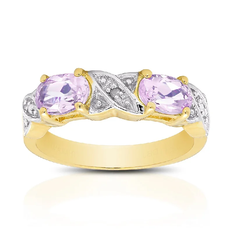 Women’s vintage rings-Dolce Giavonna Gold Over Sterling Silver Gemstone and Diamond Accent XO Ring