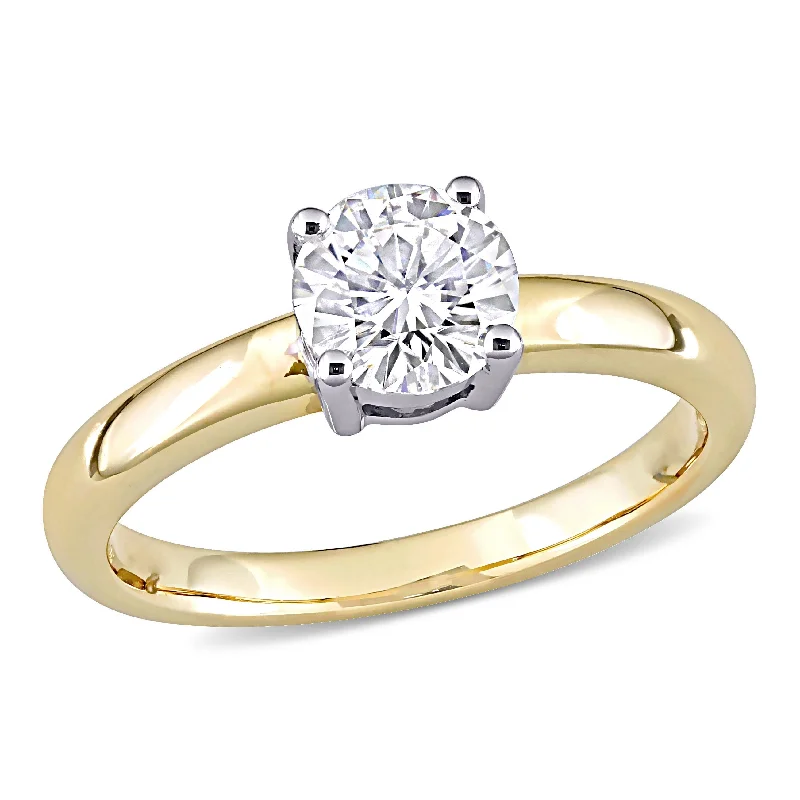 Women’s rose gold engagement rings-Miadora 3/4ct DEW Created Moissanite Solitaire Ring in 14k White and Yellow Gold