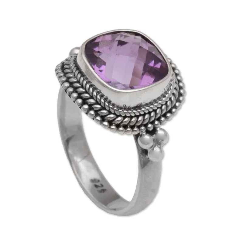 Women’s fashion rings-NOVICA Purple Elegance, Amethyst cocktail ring