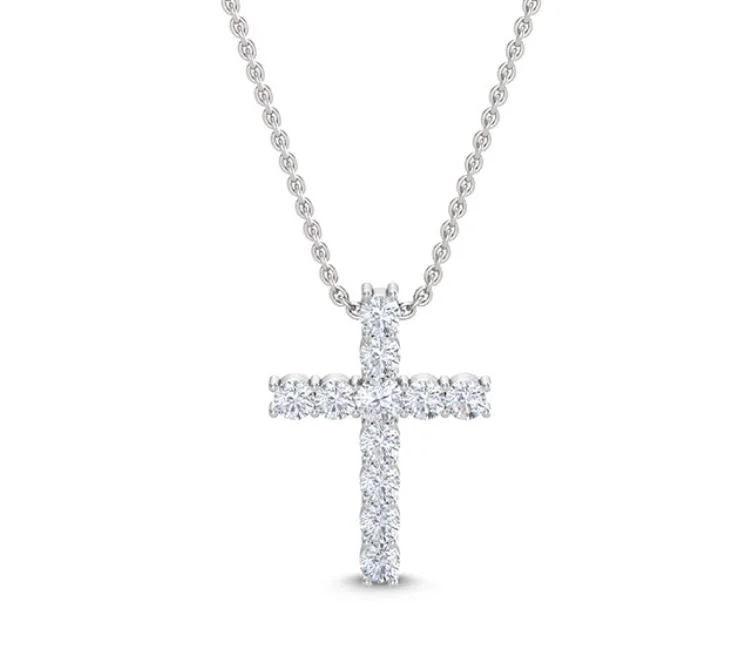 Women’s vintage necklaces-Lab Grown Diamond Cross Pendant