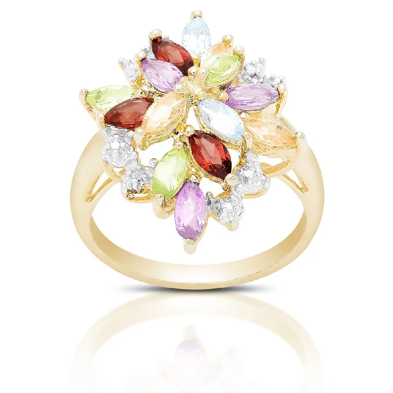 Women’s art deco rings-Dolce Giavonna Gold Over Sterling Silver Multi Gemstone Ring