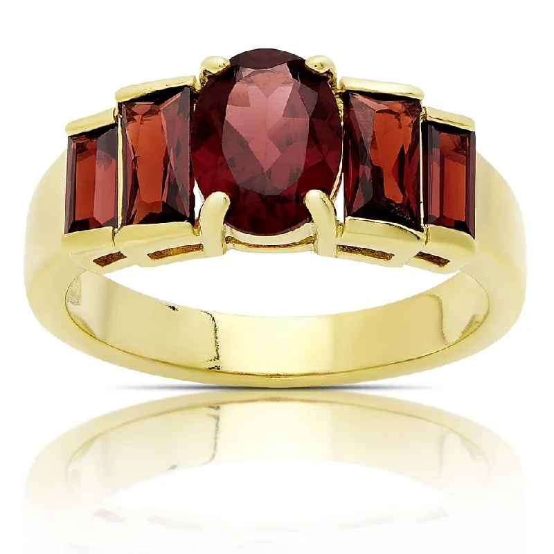 Women’s textured rings-Dolce Giavonna Gold Over Sterling Silver Garnet Ring