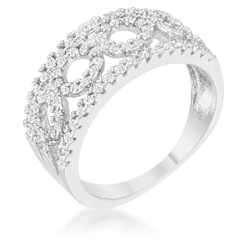 Women’s stackable diamond rings-Rina 0.5ct CZ Rhodium Contemporary Band Ring